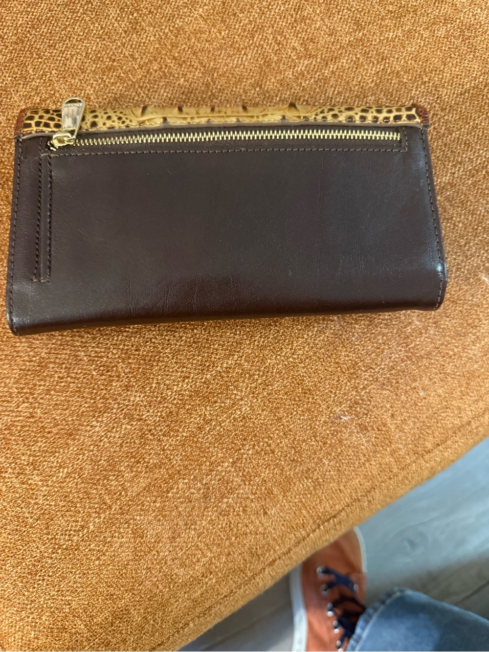BrahminTwo-Tone Croc-Embossed Soft Checkbook  Wallet - Brown & Tan - Picture 5 of 5